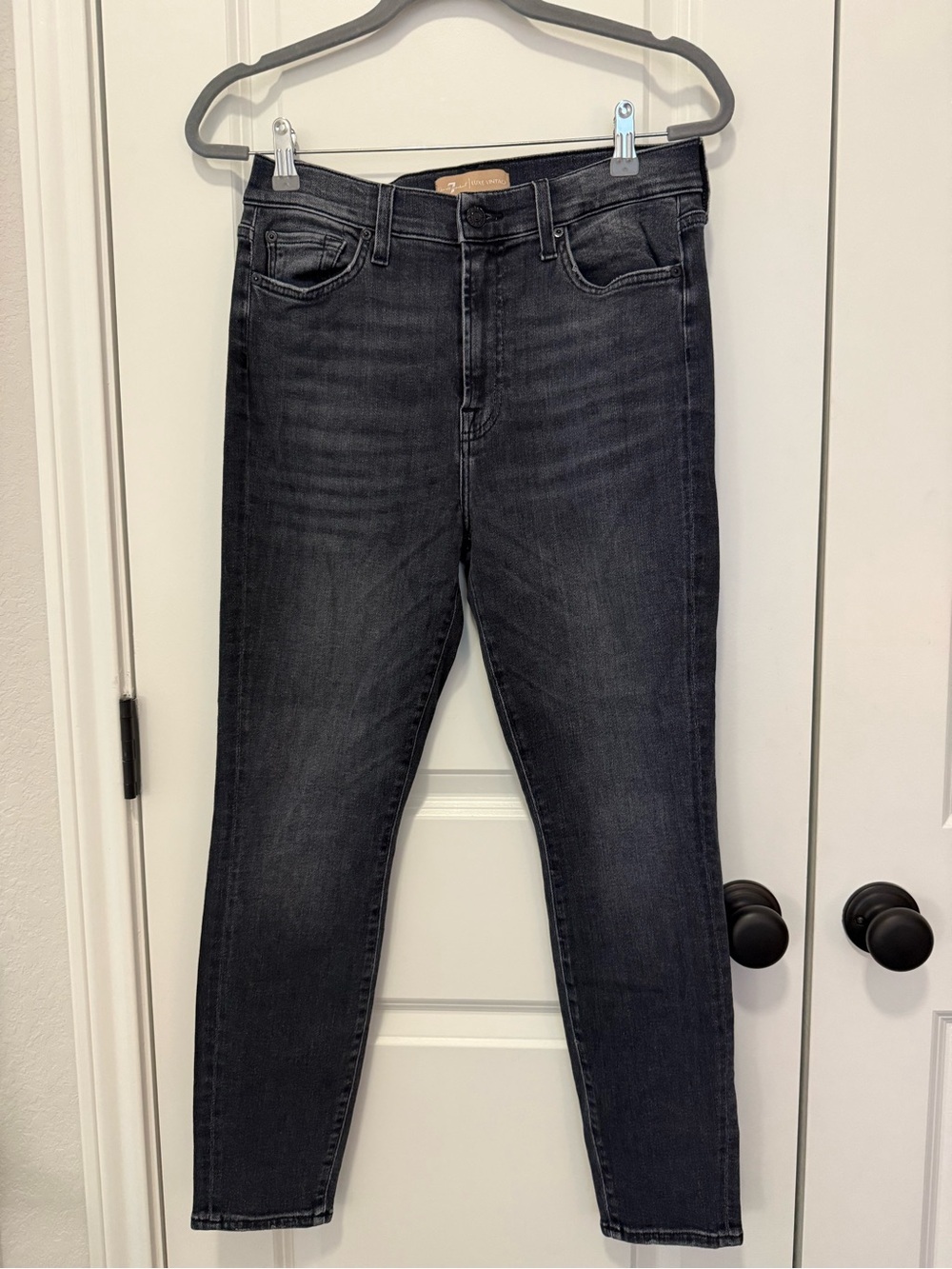 7 For All Mankind Luxe Vintage High-Rise Dark Gray Skinny Jeans - Size 30